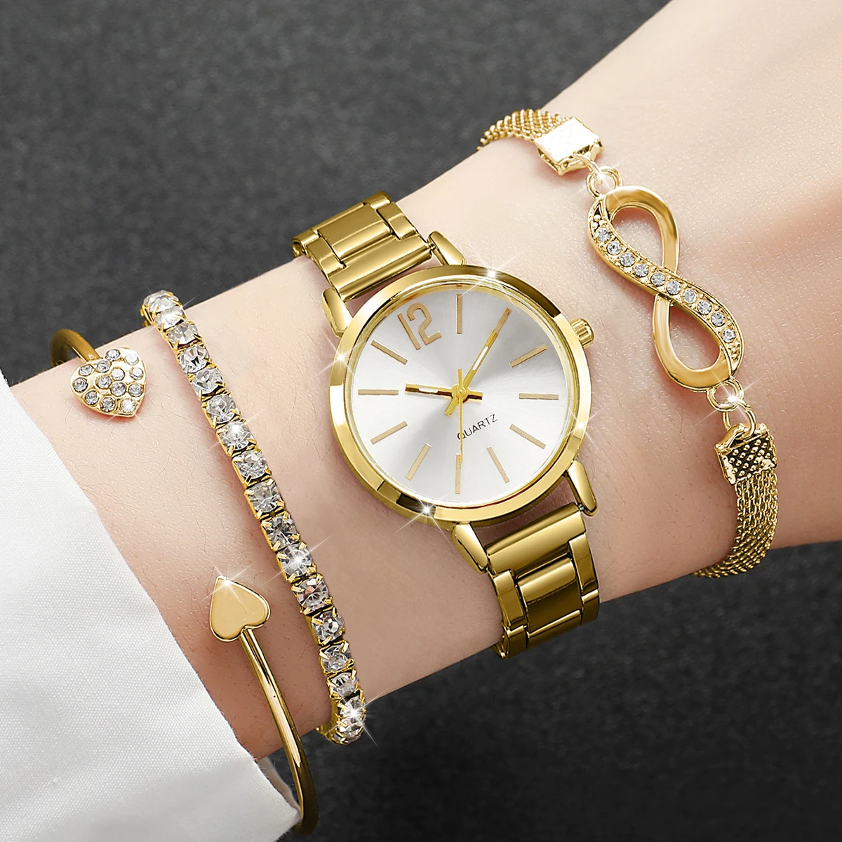 Jewelry Diamond Watches - 4 pièces/ensemble mode alliage bracelet femmes